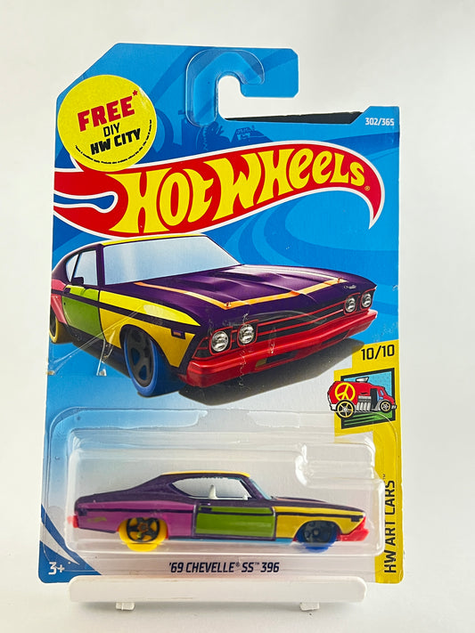 69 CHEVELLE SS 396 WITH FREE DIY CITY CARD ATTACHED AT BACK - 2A - Its Fun- Hot wheels - matchbox - diecast