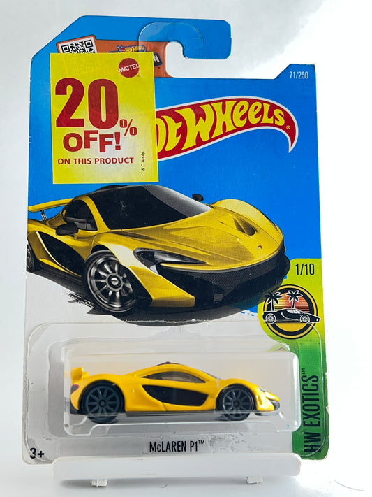 MCLAREN P1 (2016 YEAR CARD) - 5D - Its Fun- Hot wheels - matchbox - diecast