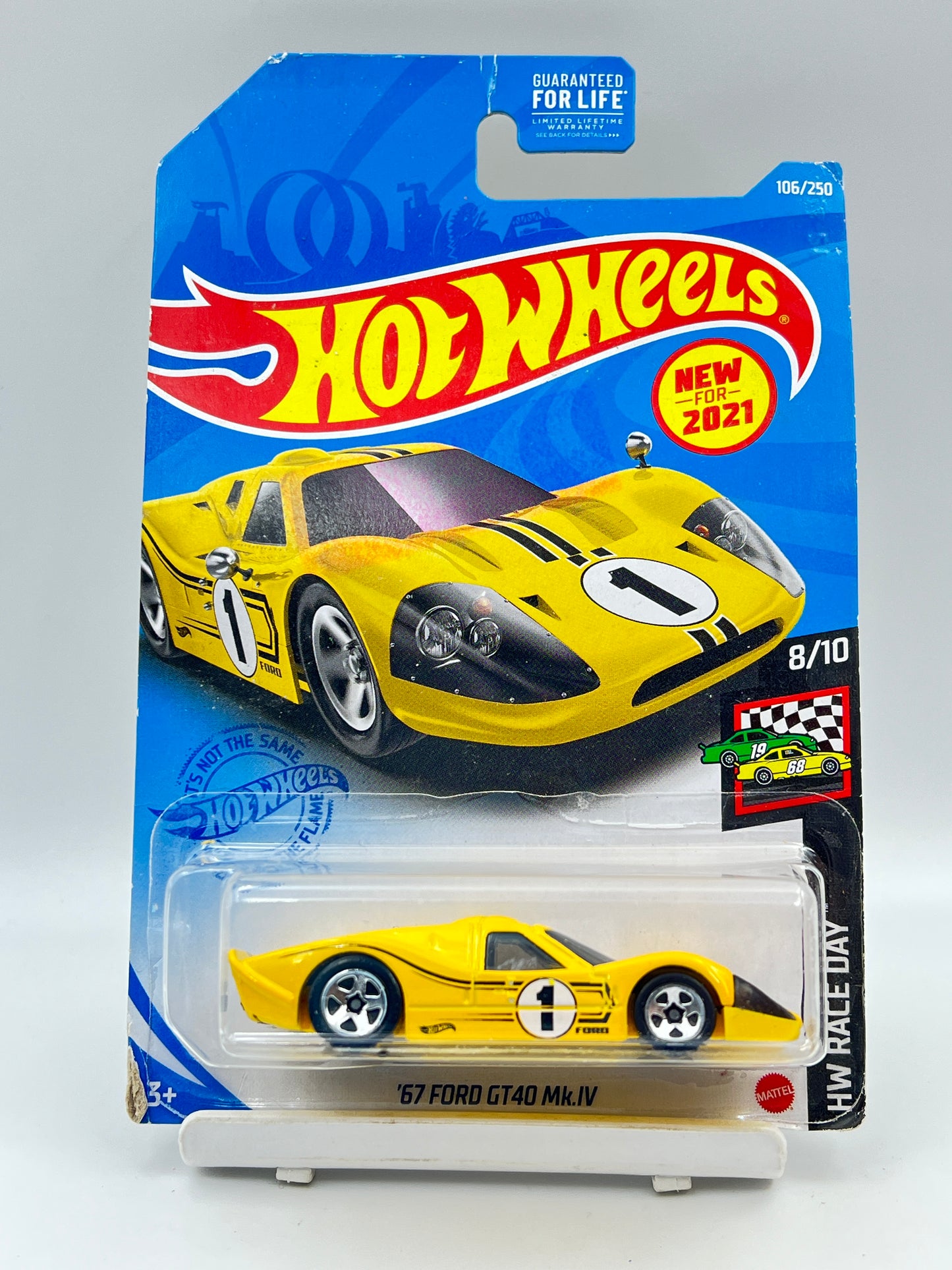 ( CARD AS IN PIC ) - IMPORTED - HOT WHEELS -  67 FORD GT40 MK.IV - YELLOW - C2