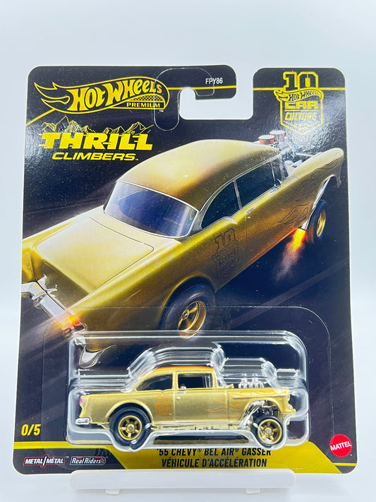 CHASE - IMPORTED - HOT WHEELS - PREMIUM - THRILL CLIMBERS - 55 CHEVY BEL AIR GASSER - GOLD