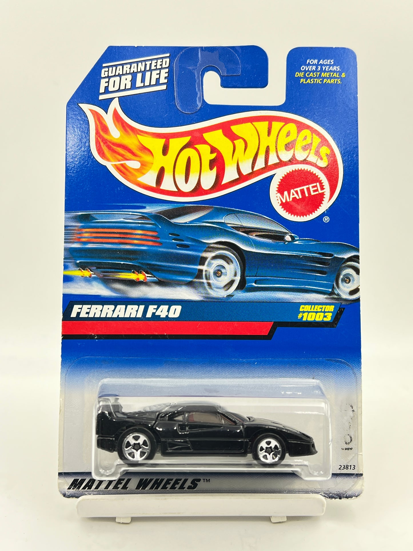 BLISTER DAMAGED - HOT WHEELS - FERRARI  F40 BLACK - 6C - (FREE PROTECTOR)