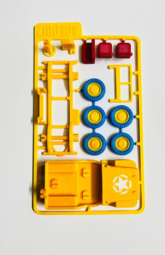 3D PRINTED - JEEP - KIT CARD - YELLOW