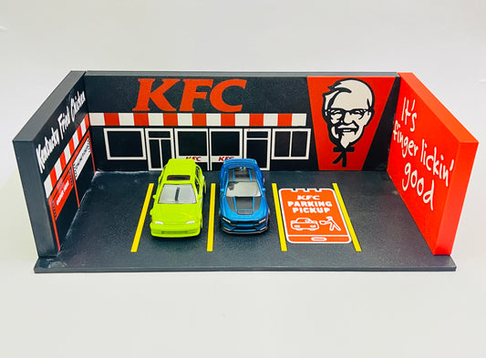 3D PRINTED - KFC THEME MINI GARAGE DISPLAY - Its Fun- Hot wheels - matchbox - diecast