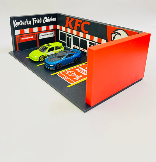 3D PRINTED - KFC THEME MINI GARAGE DISPLAY - Its Fun- Hot wheels - matchbox - diecast