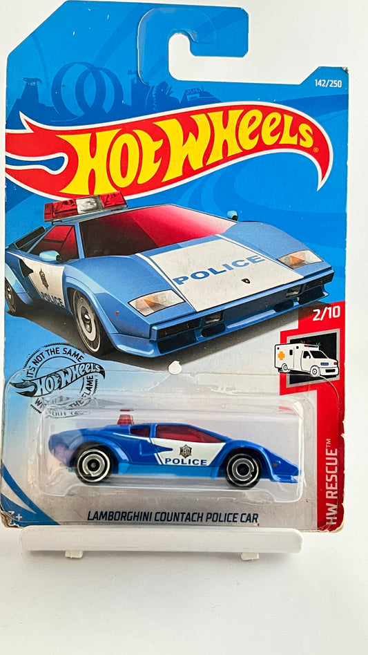 LAMBORGHINI COUNTACH POLICE CAR - BLUE - BLISTER SQUEEZE- 4A - Its Fun- Hot wheels - matchbox - diecast