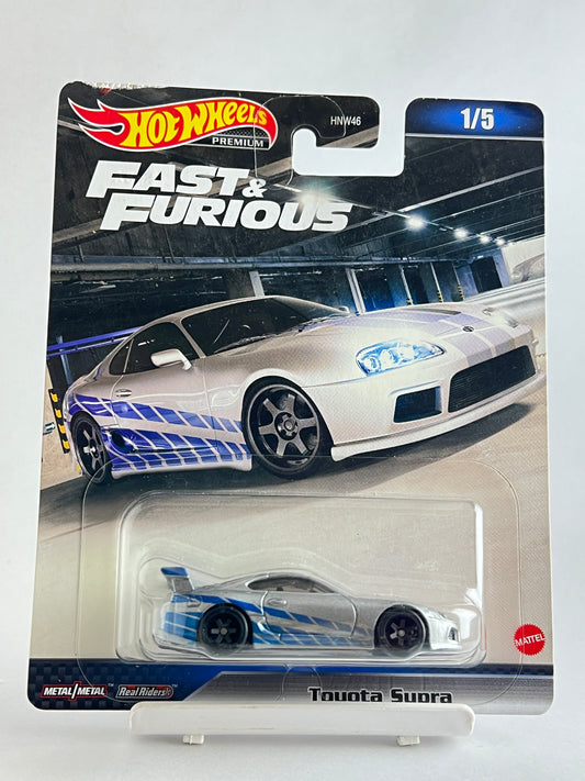 PREMIUM - CARD SLIGHT DAMAGE AT TOP - TOYOTA SUPRA  + PROTECTOR - 5C - Its Fun- Hot wheels - matchbox - diecast