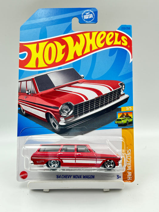 IMPORTED - HOT WHEELS -  64 CHEVY NOVA WAGON - RED - 3B