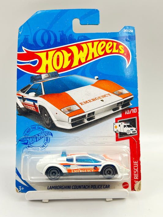 SOFT CORNERS ( CARD AS IN PIC ) - TREASURE HUNT - HOT WHEELS - LAMBORGHINI COUNTACH POLICE CAR - 2D