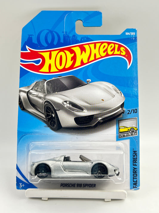 CREASED - MILD SOFT CORNER - IMPORTED - HOT WHEELS -  PORSCHE 918 SPYDER - SILVER - 4E