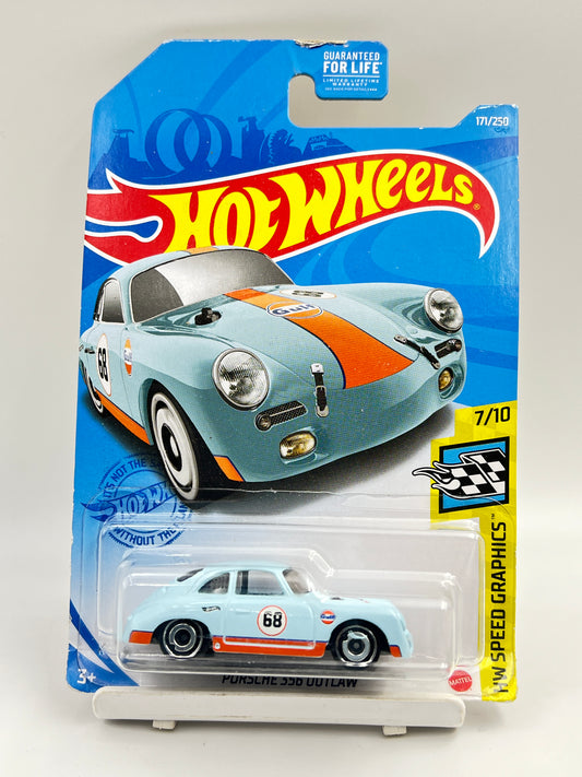 CARD BEND AT BOTTOM - IMPORTED - HOT WHEELS -  PORSCHE 356 OUTLAW - GULF - 4E