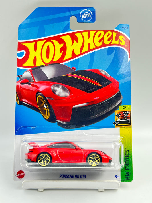 MILD HOOK CREASE - IMPORTED - HOT WHEELS -  PORSCHE 911 GT3 - RED - 2E
