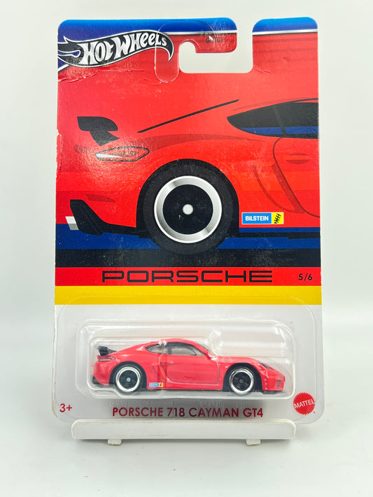 SOFT EDGES / CREASED CARD -FULL METAL- IMPORTED - HOT WHEELS -  PORSCHE 718 CAYMAN GT4 - 1C