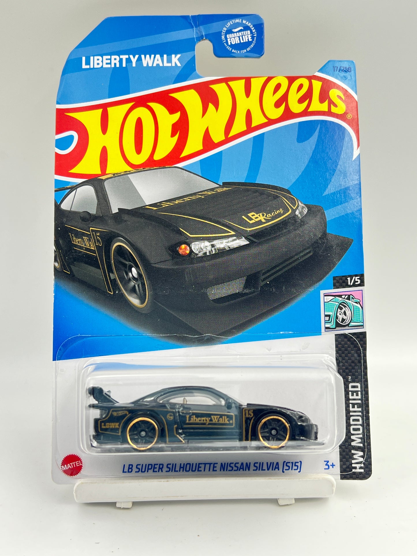 CREASED CARD - IMPORTED - HOT WHEELS -  LB SUPER SILHOUETTE NISSAN SILVIA (S15) - BLACK - 6B
