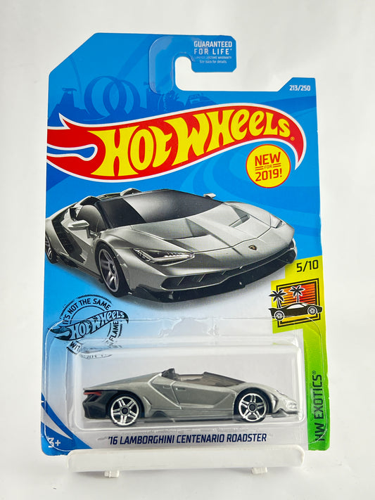 16 LAMBORGHINI CENTENARIO ROADSTER -GREY -5D - Its Fun- Hot wheels - matchbox - diecast