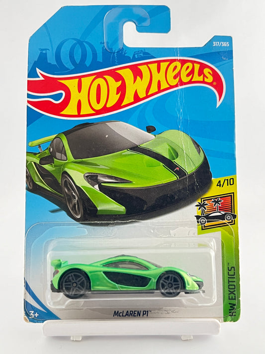 MCLAREN P1 - GREEN - CREASED CARD -4B - Its Fun- Hot wheels - matchbox - diecast