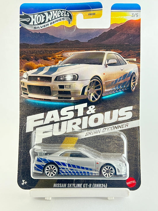 MILD CREASE IN CARD - IMPORTED - FAST AND FURIOUS - BRIAN O'CONNER - NISSAN SKYLINE GT-R (BNR34) - 5C - Its Fun- Hot wheels - matchbox - diecast