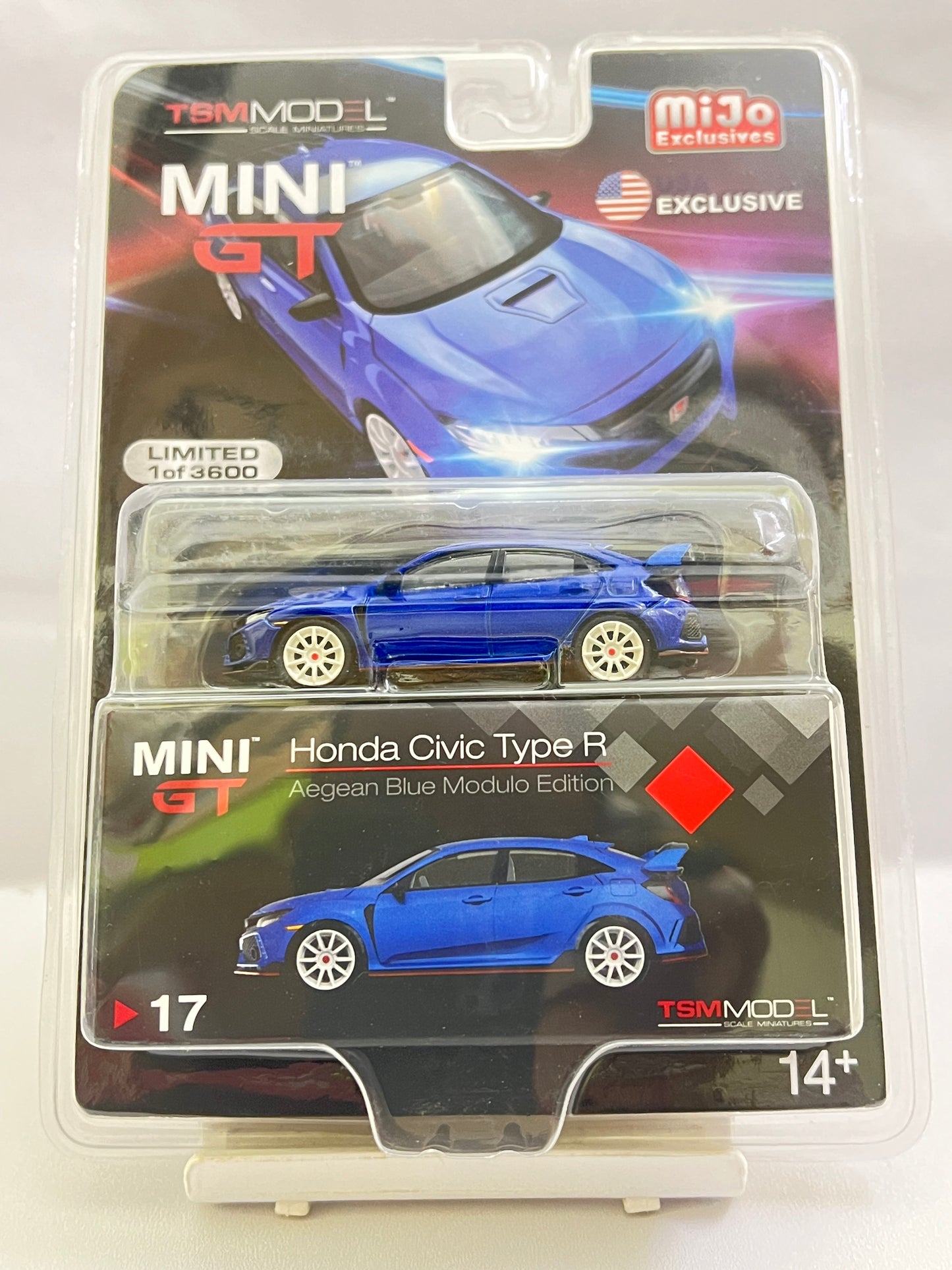 MINI GT - #17 - RARE - HONDA CIVIC TYPE R / AEGEAN BLUE MODULO EDITION - MIJO EXCLUSIVE