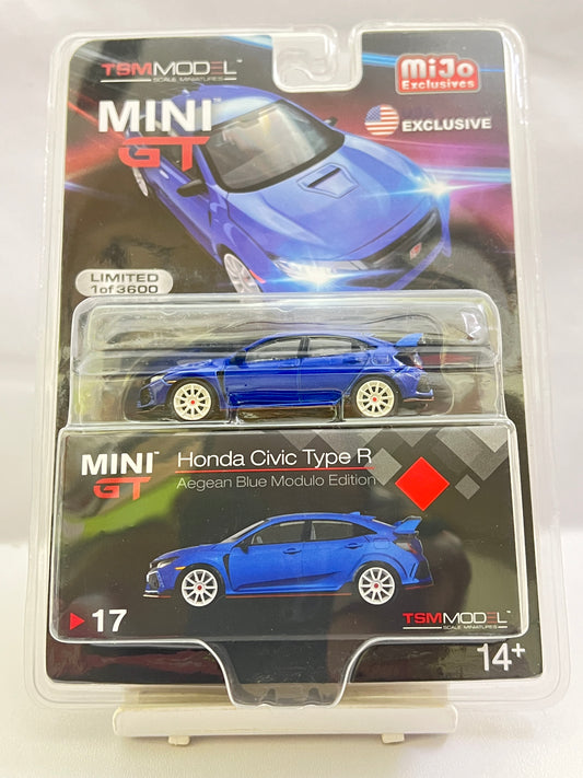 MINI GT - #17 - RARE - HONDA CIVIC TYPE R / AEGEAN BLUE MODULO EDITION - MIJO EXCLUSIVE
