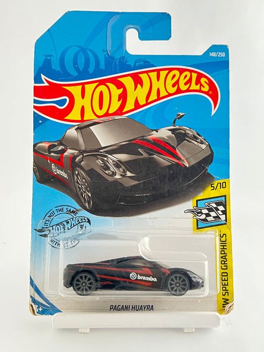 PAGANI HUAYRA - BLACK - SOFT CORNERS AND SLIGHT CREASED CARD - 4A - Its Fun- Hot wheels - matchbox - diecast