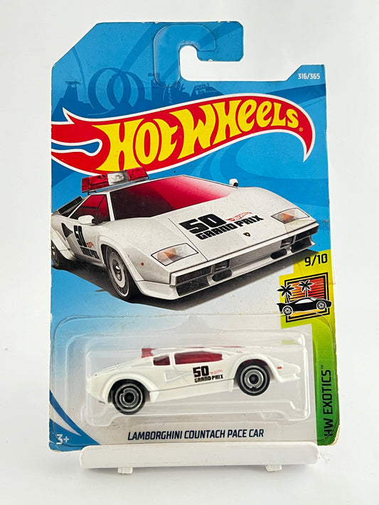 LAMBORGHINI COUNTACH PACE CAR - WHITE - 4A - Its Fun- Hot wheels - matchbox - diecast