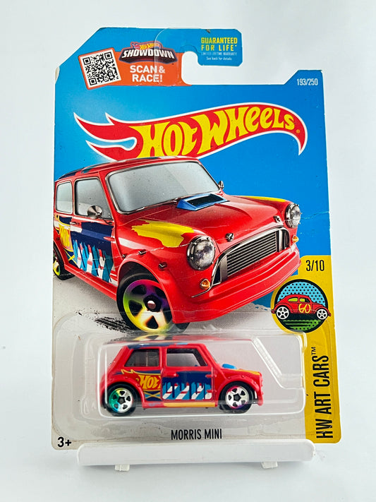 MORRIS MINI -RED- CREASED CARD - 1D - Its Fun- Hot wheels - matchbox - diecast