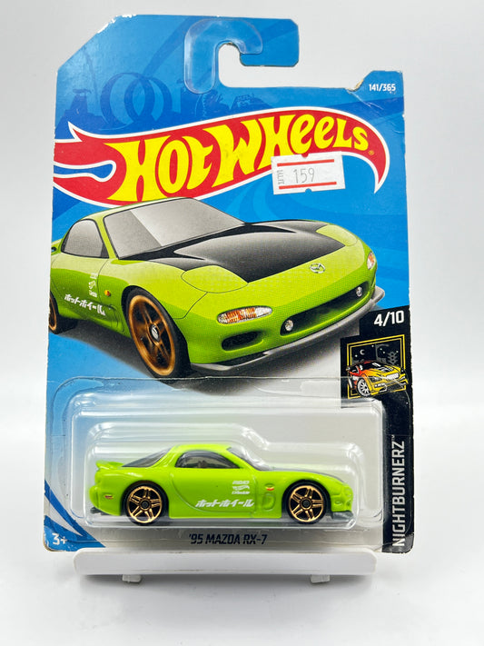 HOT WHEELS - ( CARD AS IN PIC ) - 96 MAZDA RX-7 - GREEN - 6B