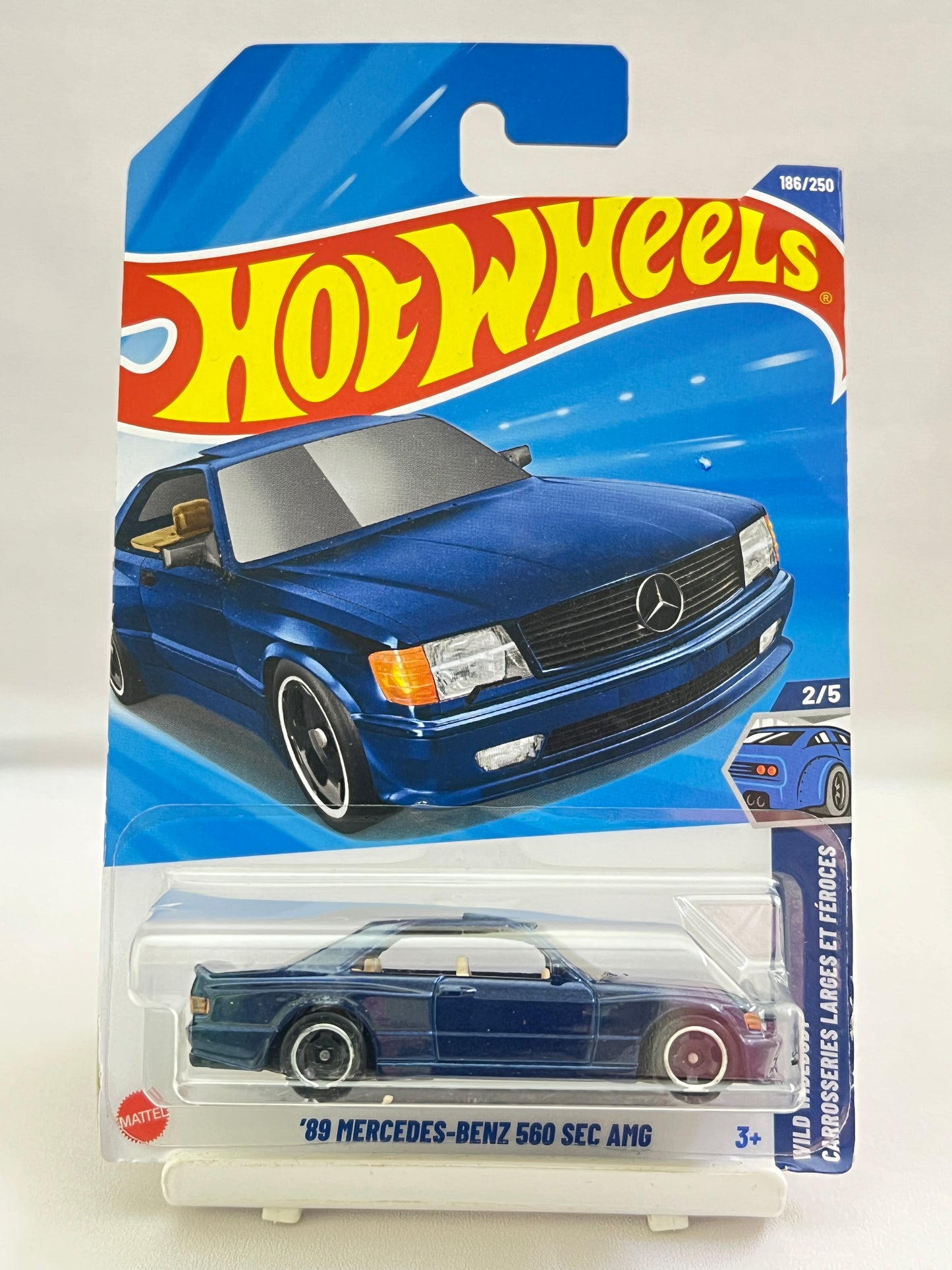 MILD CREASE - HOT WHEELS - 89 MERCEDES BENZ 560 SEC AMG - BLUE -  1C