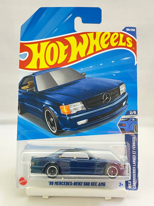 MILD CREASE - HOT WHEELS - 89 MERCEDES BENZ 560 SEC AMG - BLUE -  1C
