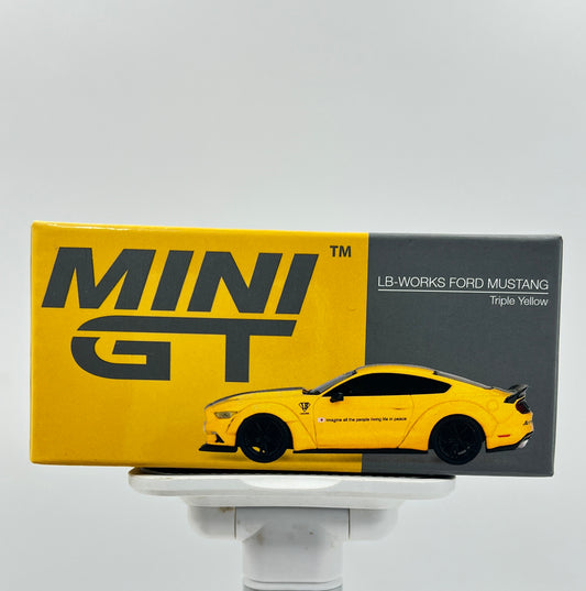 MINI GT - UNSEALED - #1077 - LB WORKS FORD MUSTANG - TRIPLE YELLOW