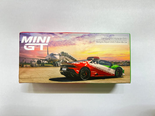 MINI GT - LAMBORGHINI HURACAN EVO - BOLOGNA AIRPORT 2020 FOLLOW-ME CAR - SEAL OPENED - Its Fun- Hot wheels - matchbox - diecast