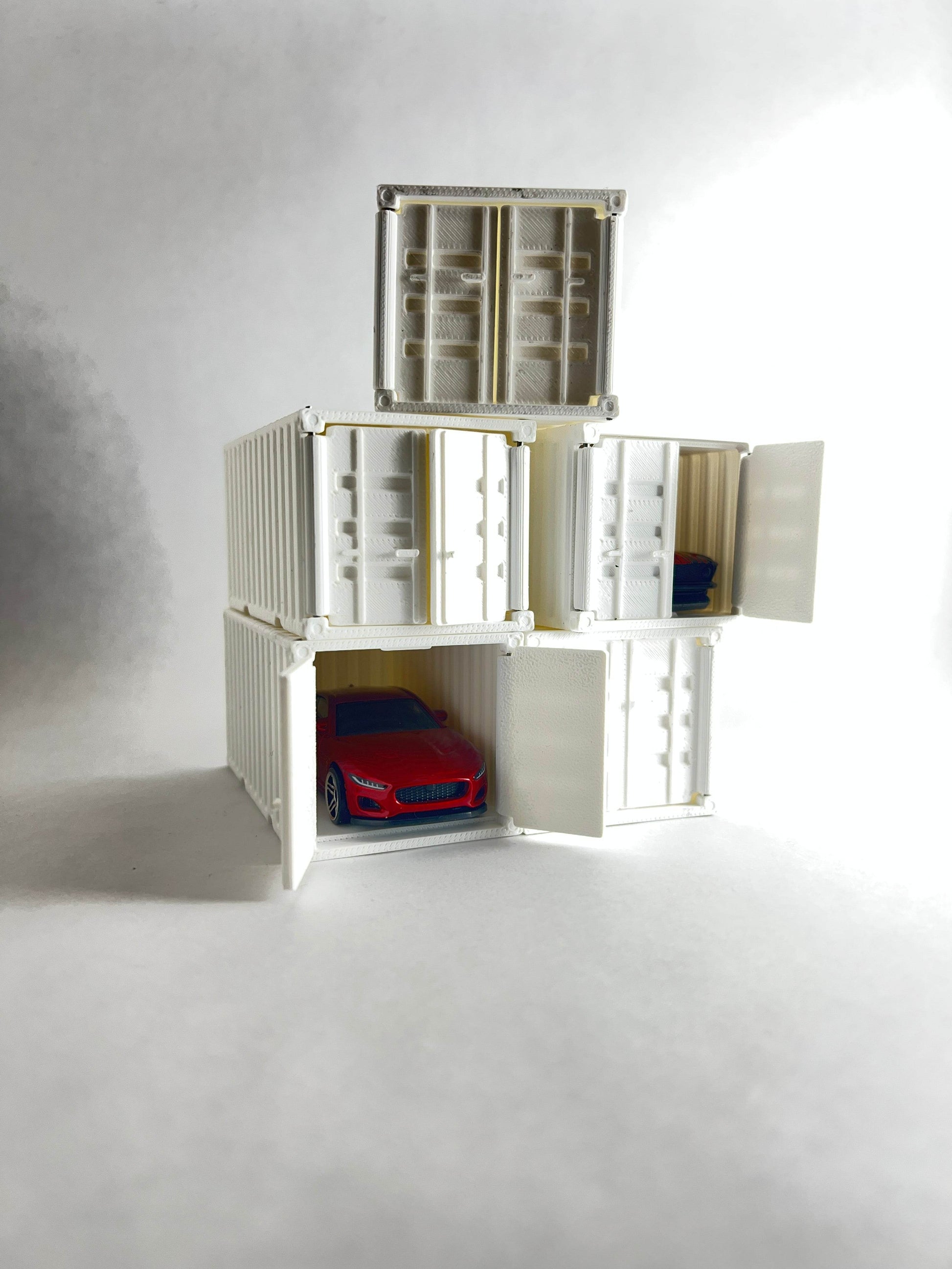 3D PRINTED CONTAINER FOR 1:64 CARS - WHITE - Its Fun