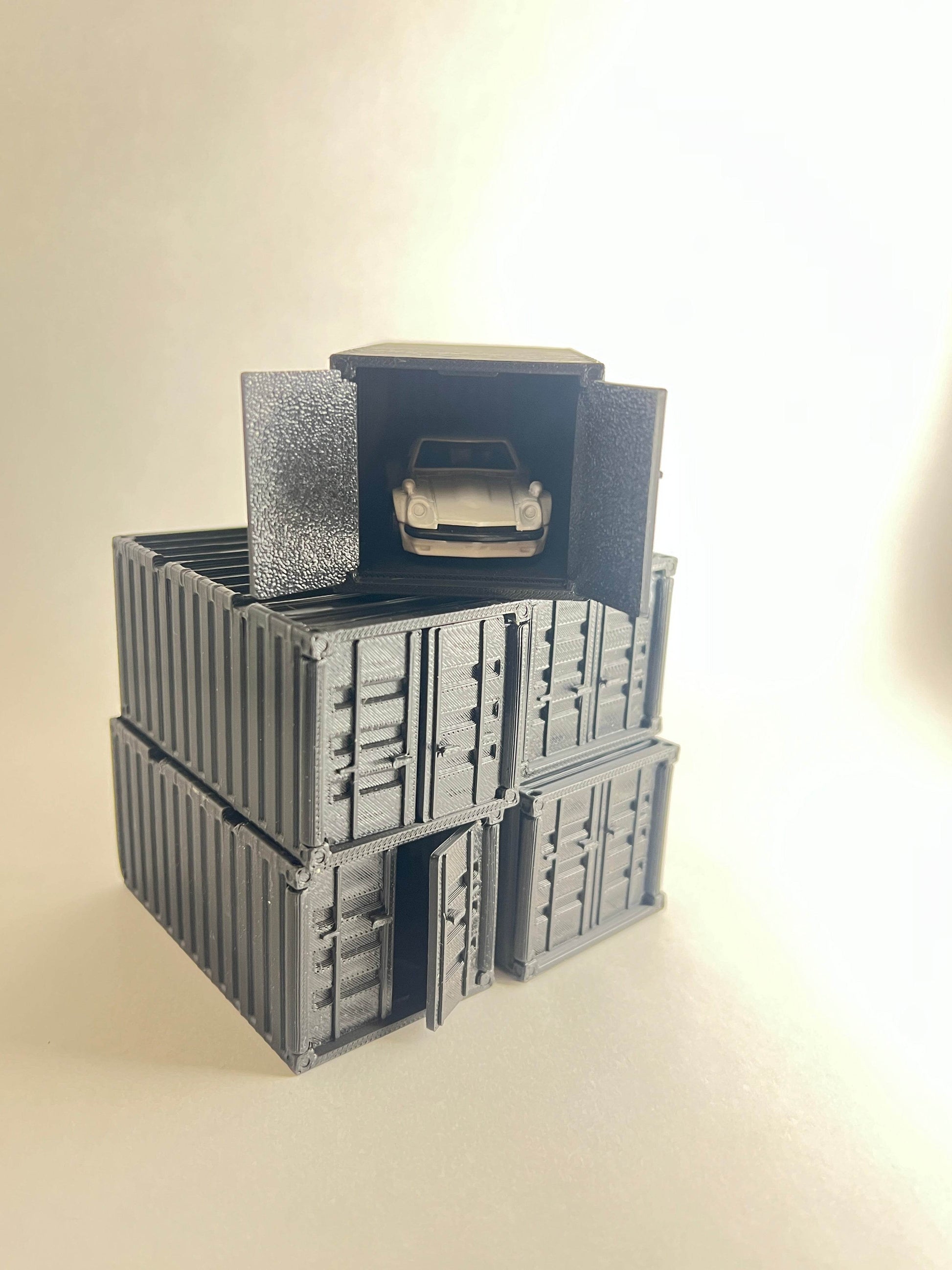 3D PRINTED CONTAINERS FOR 1:64 CARS - BLACK - Its Fun