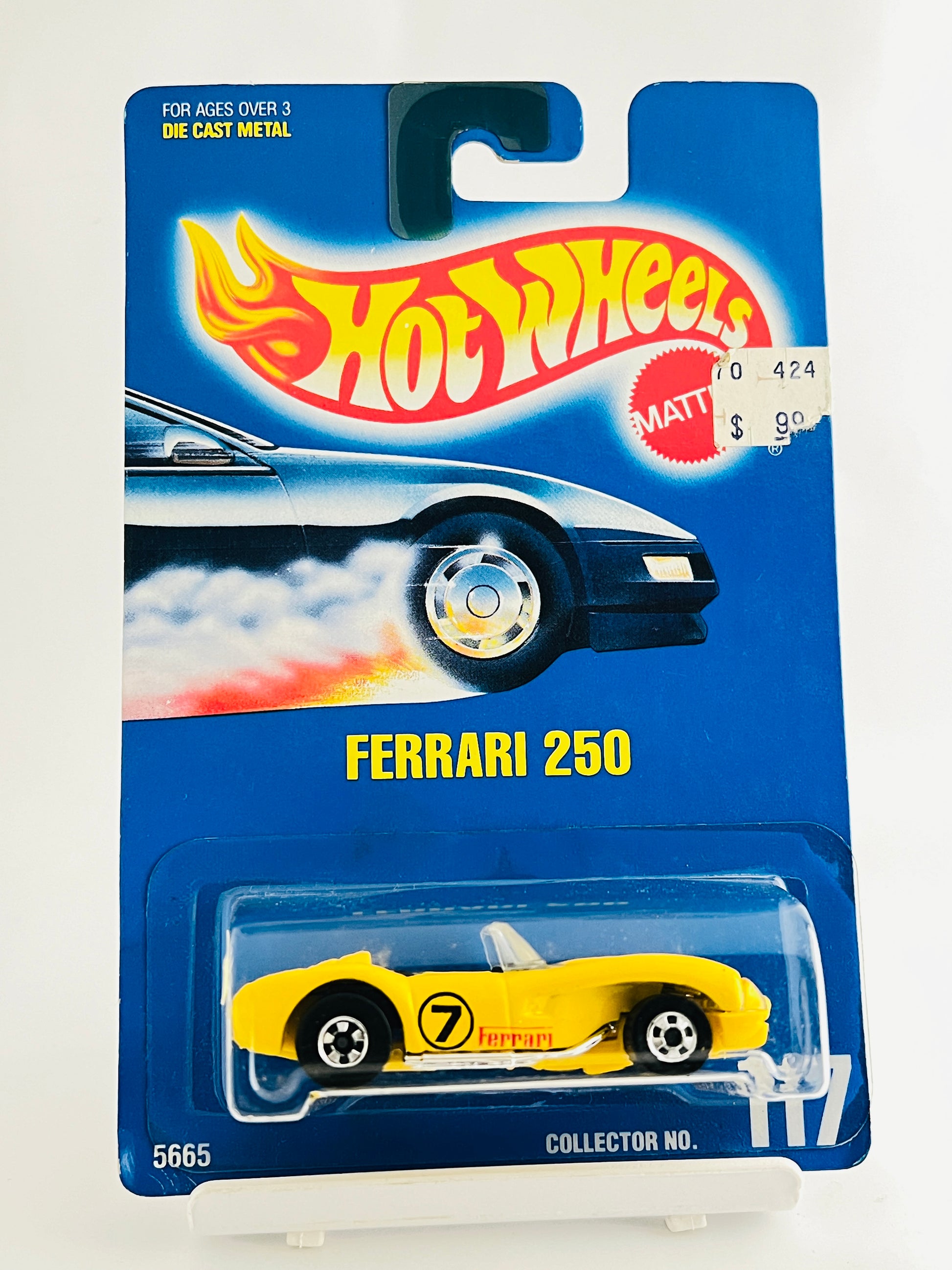 FERRARI 250 - YELLOW WITH STICKER ON CARD - 5D - Its Fun- Hot wheels - matchbox - diecast