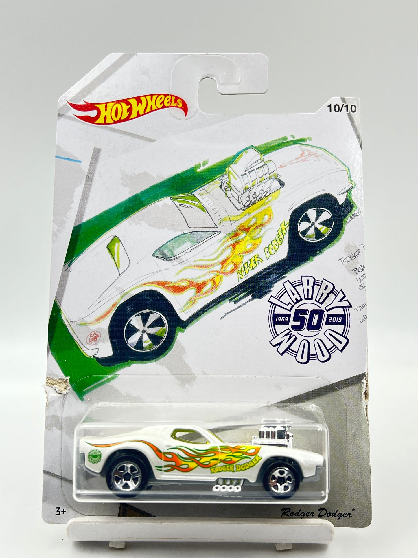 CARD DAMAGE - IMPORTED - HOT WHEELS -  LARRY WOOD - RODGER DODGER - 6C