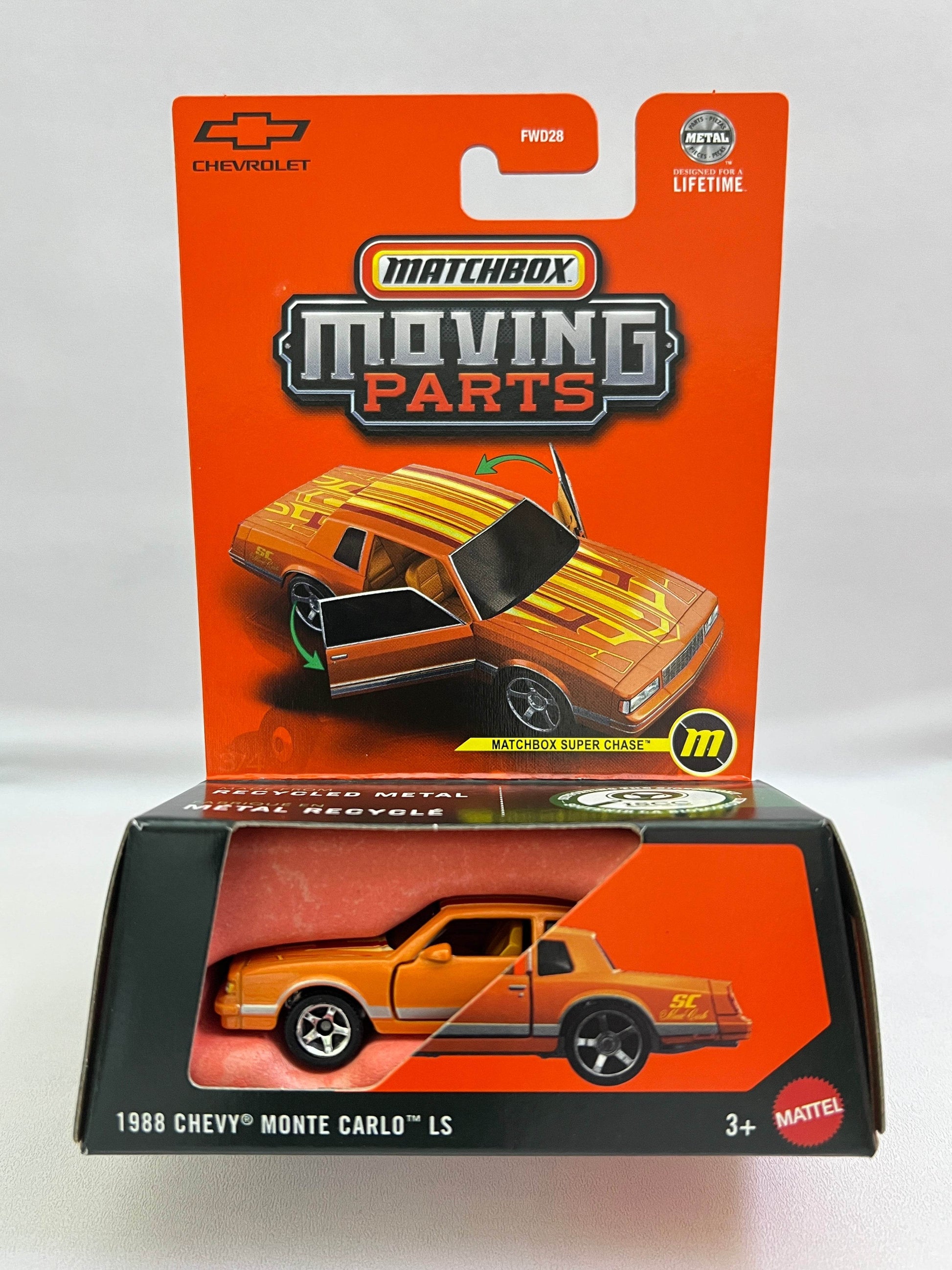 "SUPER CHASE" - MATCHBOX MOVING PARTS - 1988 CHEVY MONTE CARLO LS - ZX4 - Its Fun