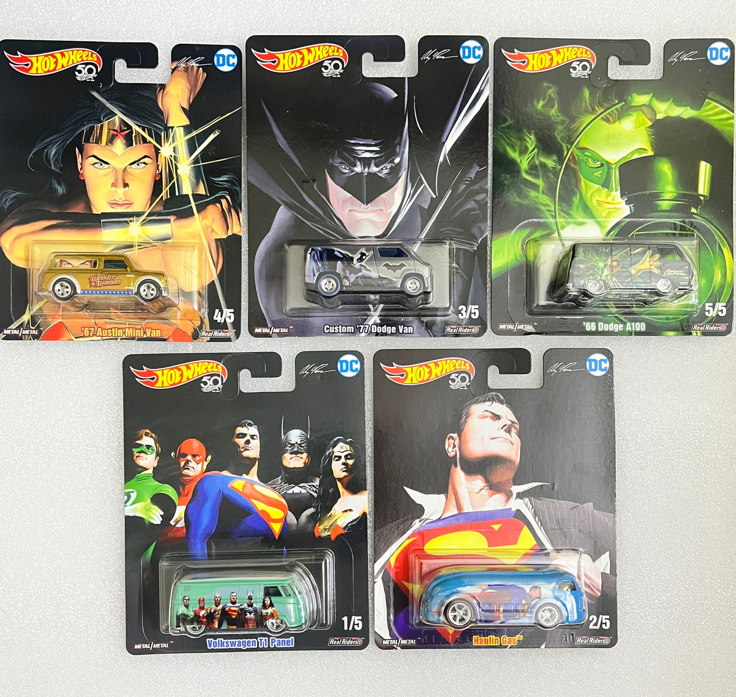 IMPORTED - HOT WHEELS - 50TH ANNIVERSARY EDITION - DC COMICS PREMIUM SET OF 5 CARS IN A BOX