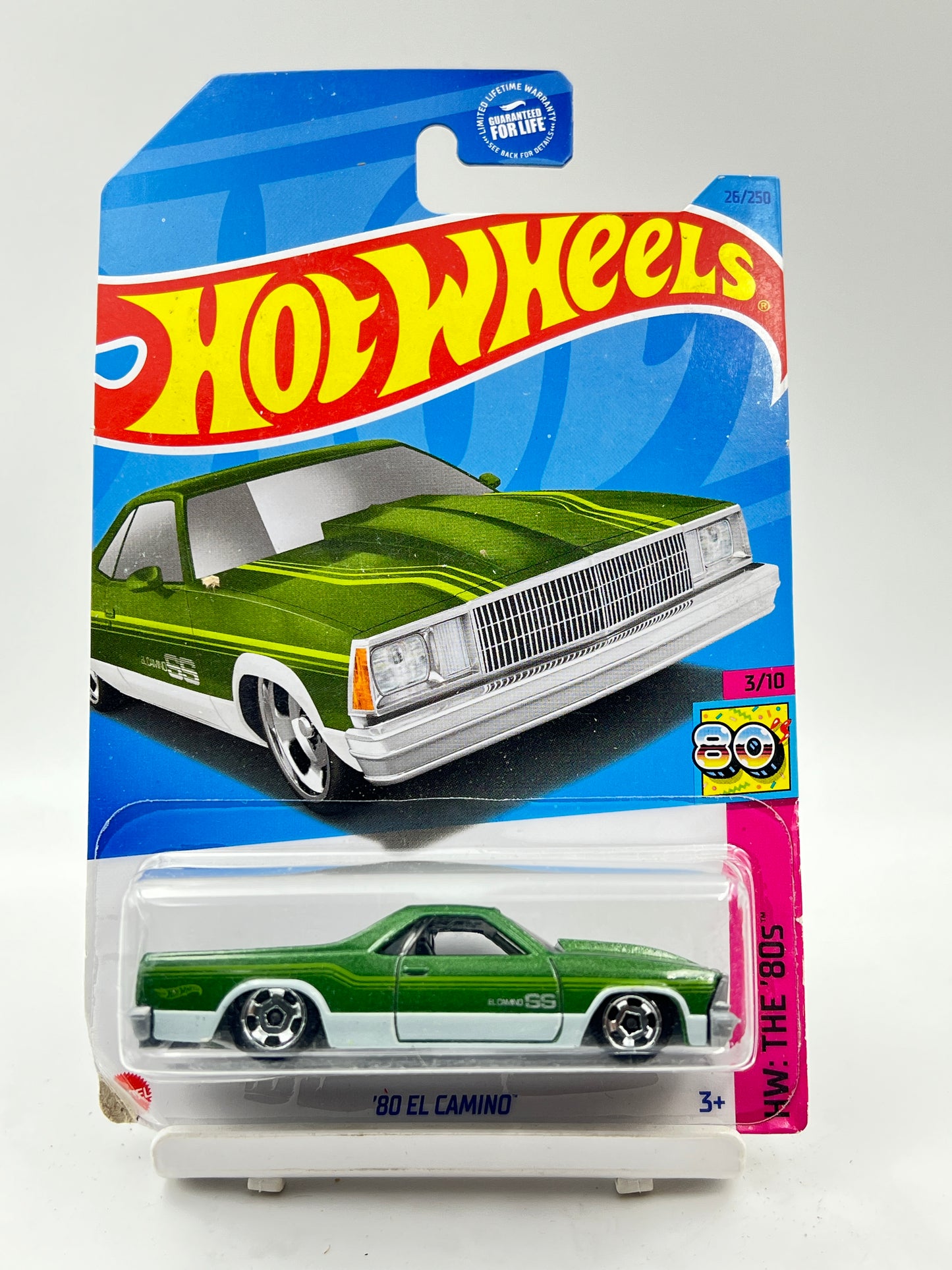 CARD CORNER DAMAGE - IMPORTED - HOT WHEELS -  80 EL CAMINO - GREEN - 1G