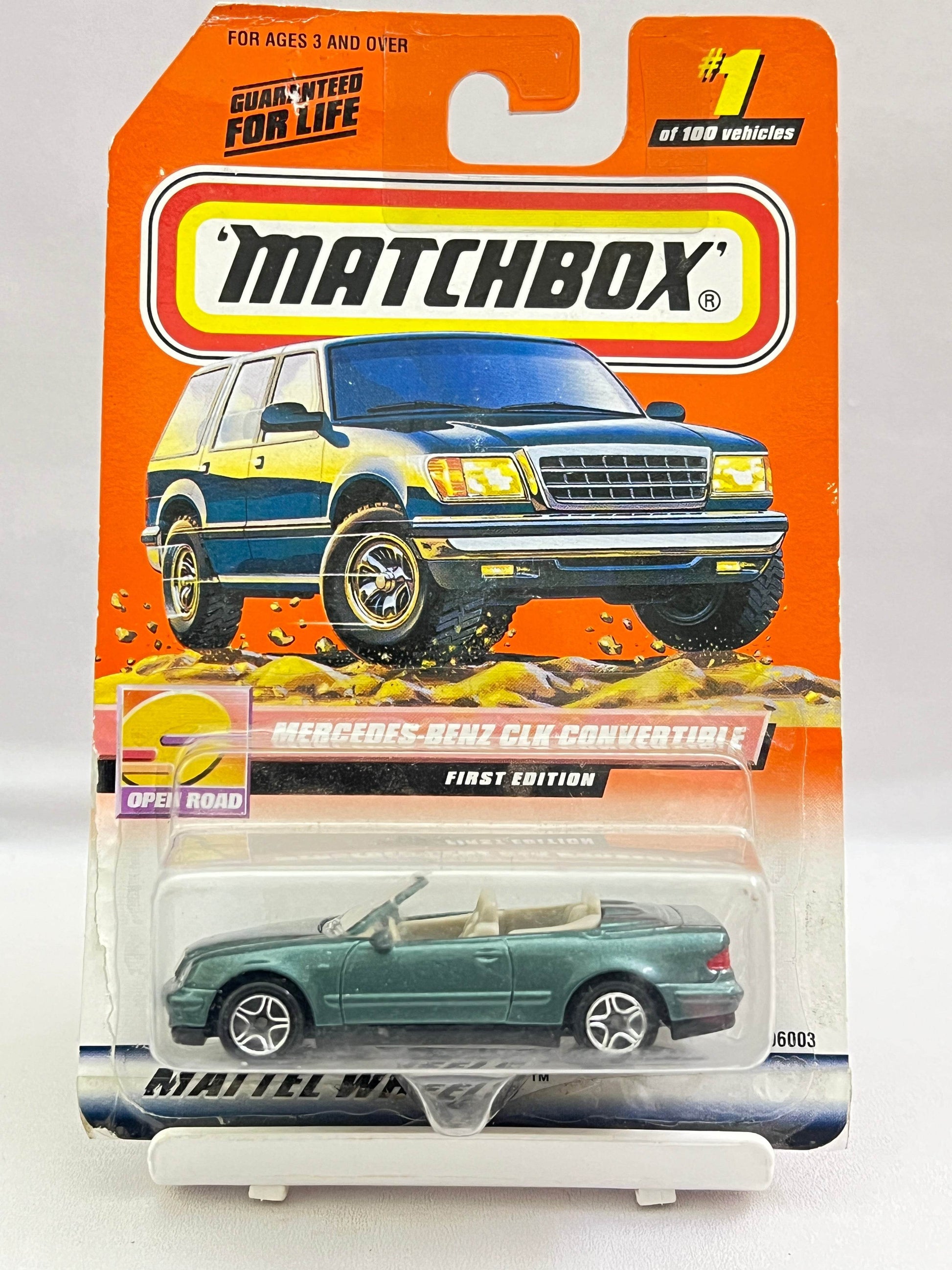 DAMAGED CARD - MATCHBOX - MERCEDES BENZ CLK CONVERTIBLE (FIRST EDITION - 1999) - ZX3 - Its Fun