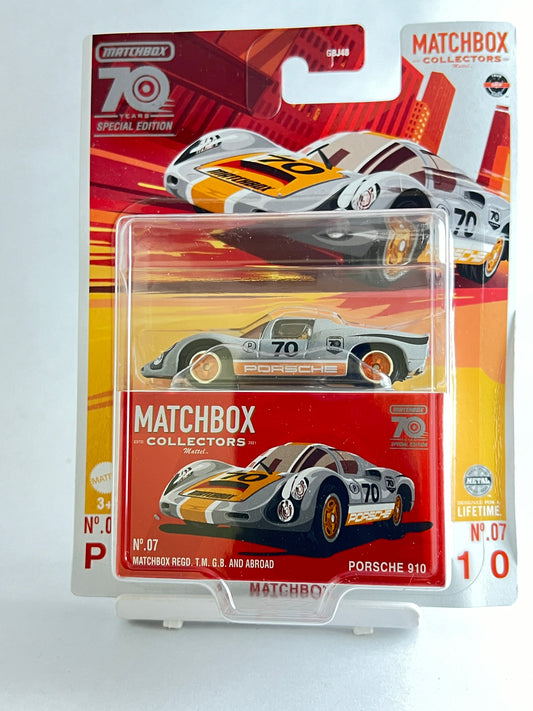 70TH ANNIVERSARY SPECIAL EDITION - PORSCHE 910 - Its Fun- Hot wheels - matchbox - diecast