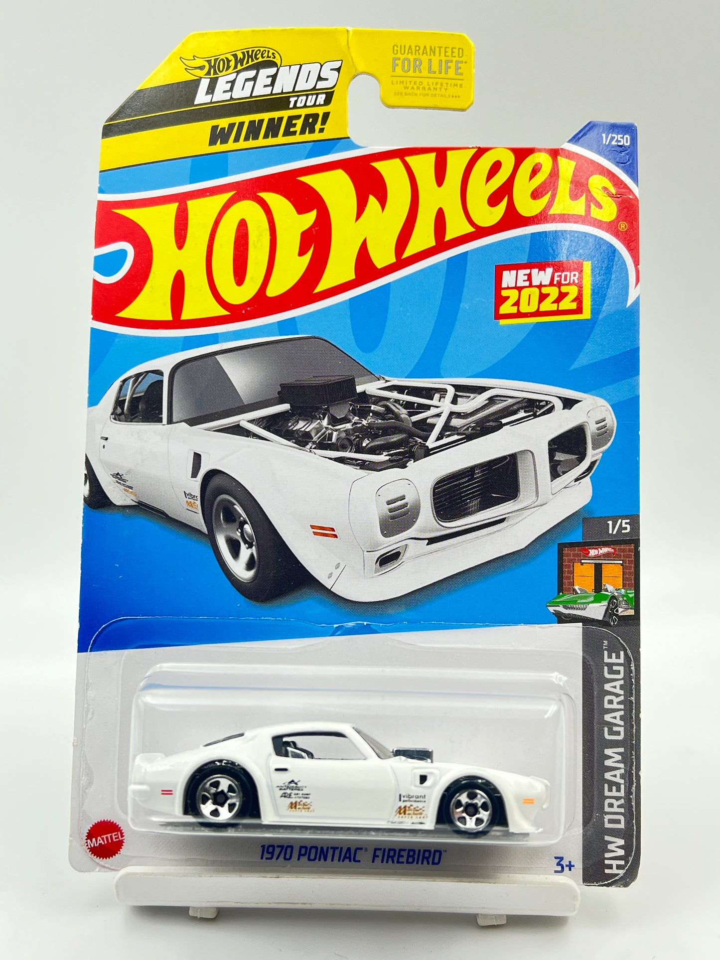 MILD CREASED - IMPORTED - HOT WHEELS -  LEGENDS TOUR WINNER - 1970 PONTIAC FIREBIRD - WHITE - 6A