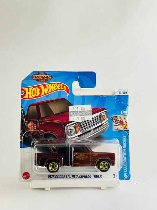 1978 DODGE LiL RED EXPRESS TRUCK - CREASED SHORT CARD - 1D - Its Fun- Hot wheels - matchbox - diecast