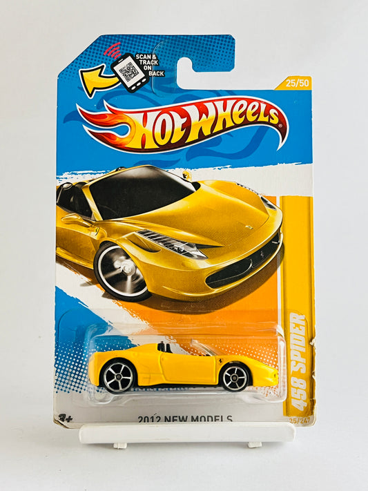 FERRARI - 458 SPIDER - YELLOW (SOFT EDGES) - Its Fun- Hot wheels - matchbox - diecast