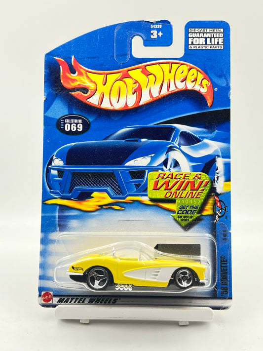 HOT WHEELS - OPENABLE HOOD - 58 CORVETTE - YELLOW - 4B