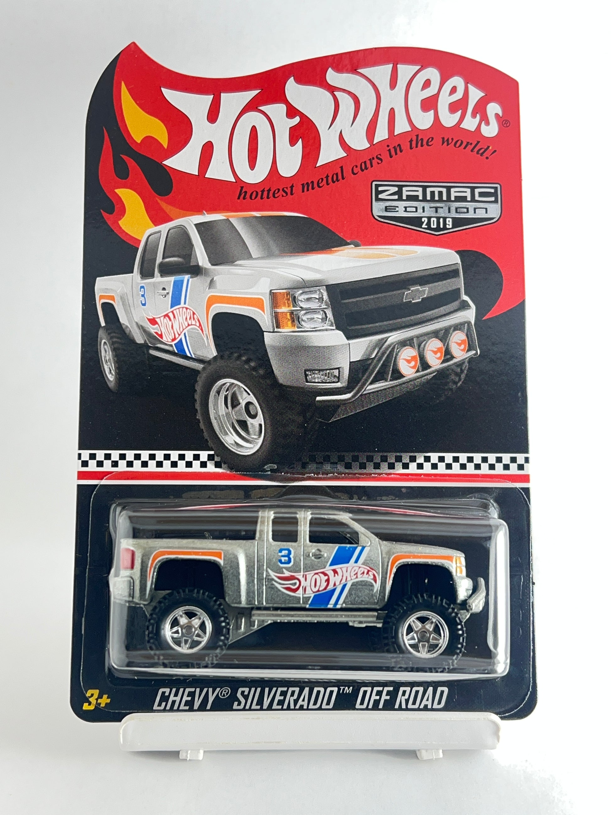 BLISTER CRACK - WITH PROTECTOR - 2019 COLLECTOR EDITION - ZAMAC - CHEVY SILVERADO OFF ROAD+ WITH PROTECTOR - 5E - Its Fun- Hot wheels - matchbox - diecast