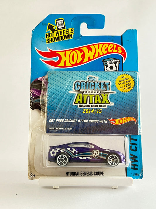 HYUNDAI GENESIS COUPE WITH CRICKET ATTAX CARD- 3D - Its Fun- Hot wheels - matchbox - diecast