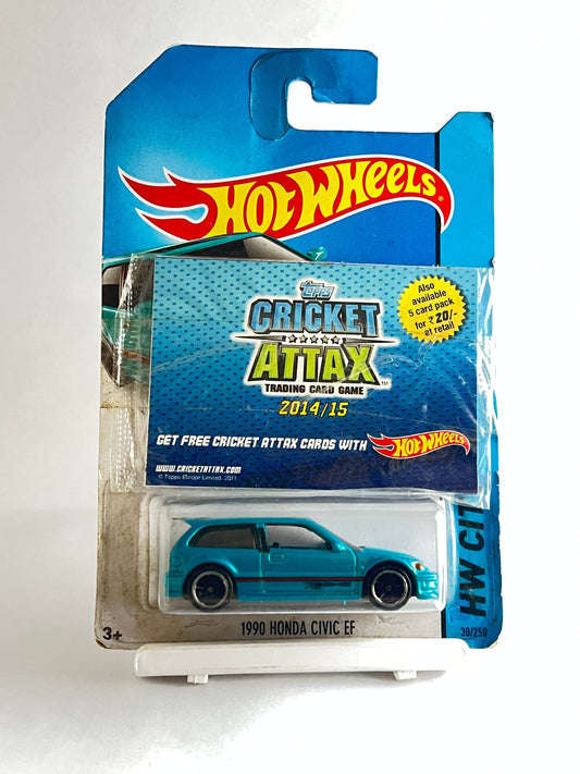 CREASED CARD - 1990 HONDA CIVIC EF WITH CRICKET ATTAX CARD - 1B - Its Fun