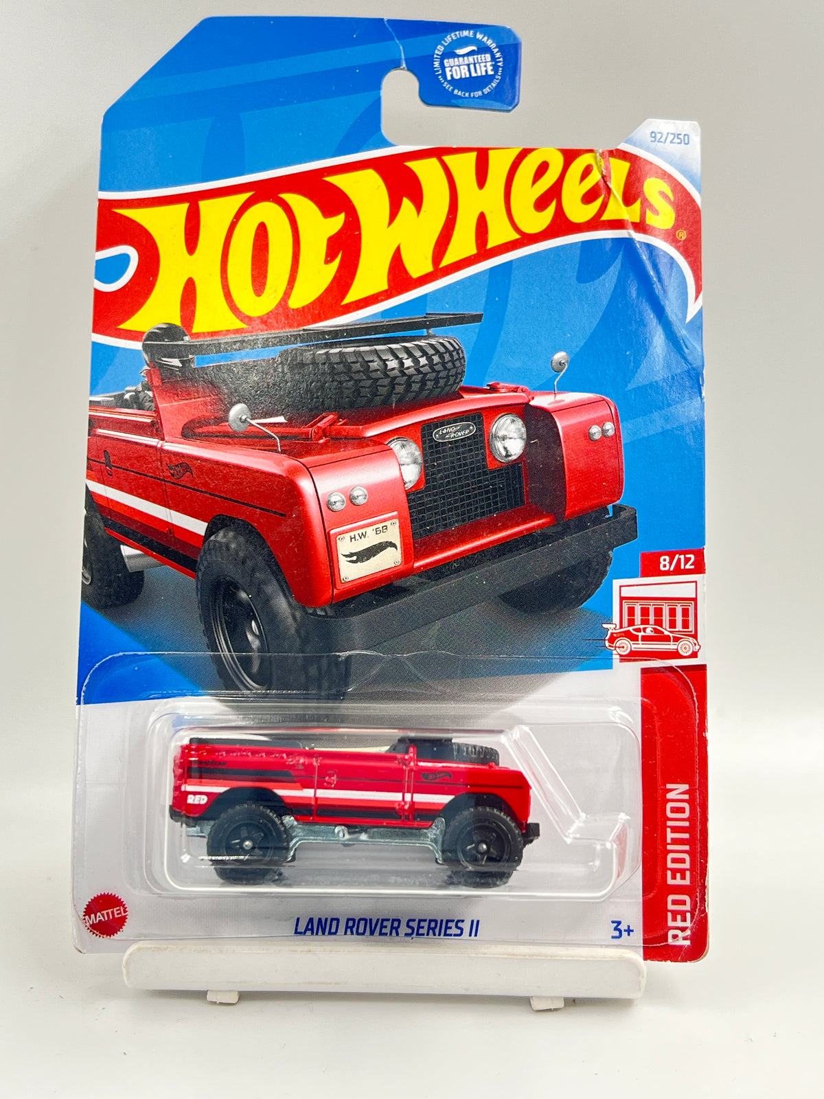 CREASED - ( CARD AS IN PIC ) - - RED EDITION - IMPORTED - HOT WHEELS -  LAND ROVER SERIES II - 1B