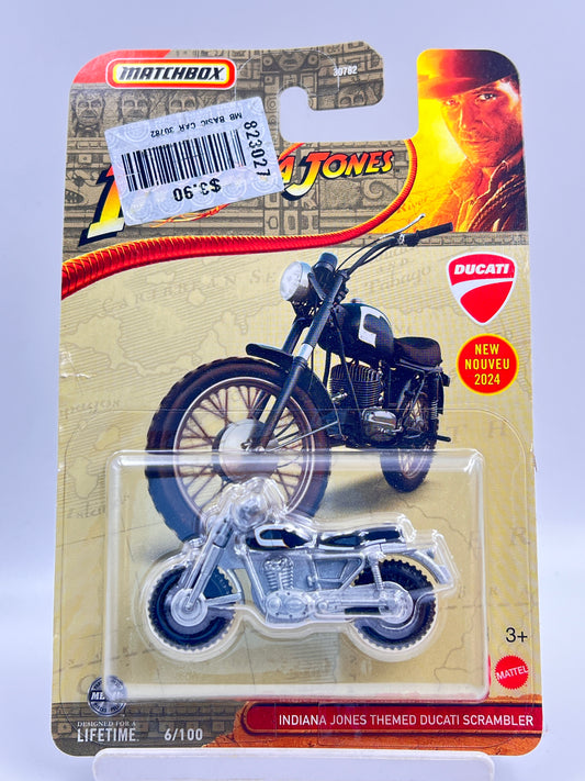 ( CARD AS IN PIC ) - IMPORTED - MATCHBOX - INDIANA JONES THEMED DUCATI SCRAMBLER - 1B