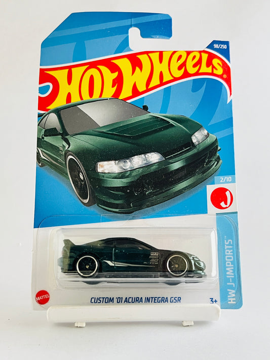 CUSTOM 01 ACURA INTEGRA GSR - DARK GREEN -  4A - Its Fun- Hot wheels - matchbox - diecast