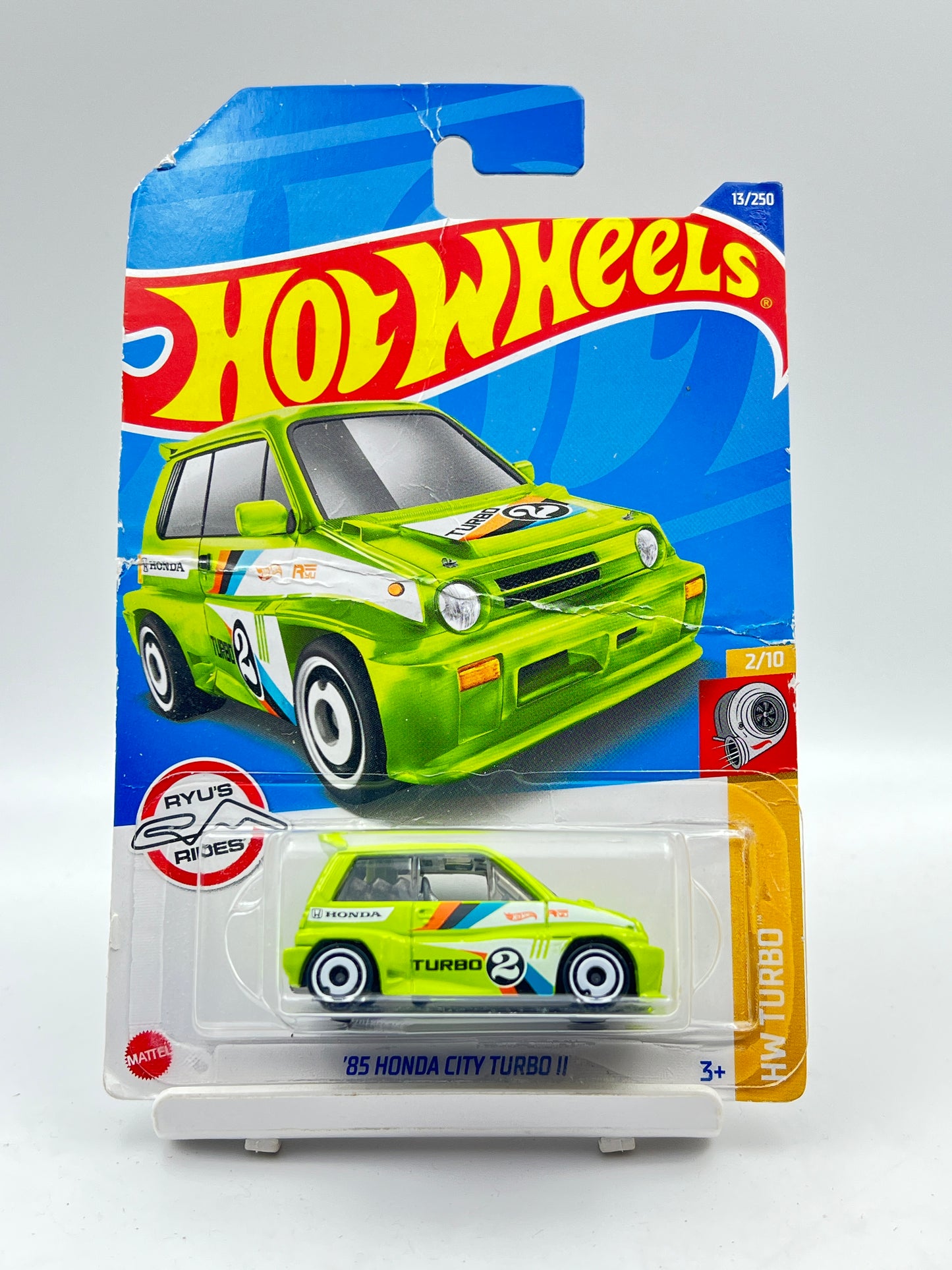 DAMAGED CARD - HOT WHEELS - 85 HONDA CITY TURBO II - GREEN - 4F